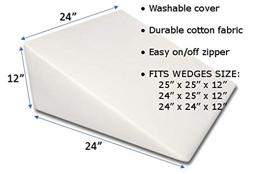 MoonRest 7”, 10”, 12”- inch Foam Bed Wedge Zippered Cover/Pillow Replacement Cover (24\" X 24\" X 12\", Soft Pink) - Thumbnail 2
