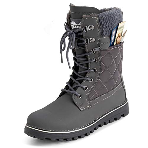 Best Snow Boots for Deep Snow: Stay Warm and Dry! 12 POLAR Womens Memory Foam Outside Pocket Inside Zip Thermal Waterproof Deep Tread Rubber Sole Snow Boots - Grey/Grey Shearling - EU38/US7 - YC0619