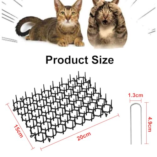Dornengitter Gegen Katzen,8 Stücke Katzenabwehr Matte 15 * 20cm,Katzenabwehr Garten,Anti Katzen Matte,Katzengitter Garten,Dornengitter Tier-Barriere,Katzenschreck Gitter,Schwarz