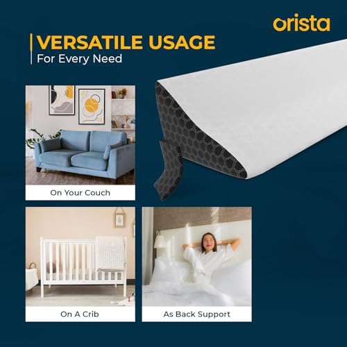 Image of Orista Memory Foam Bed Wedge Headboard Mattress Gap Pillow | Gap Filler 0-8 Inch Between Headboard and Mattress with Side Pockets| King Size 78 x 10 x 6 Inch | Skin Friendly Cover