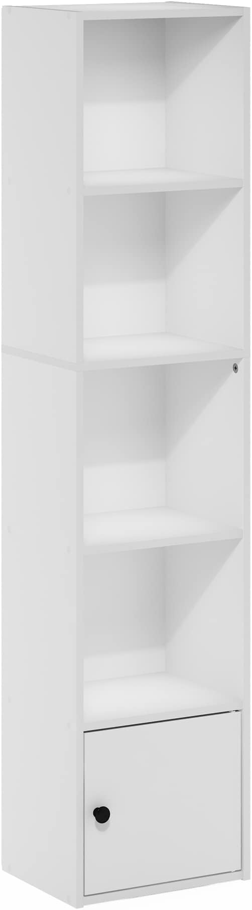 Furinno Luder 5Tier Shelf Bookcase with 1 Door Storage White