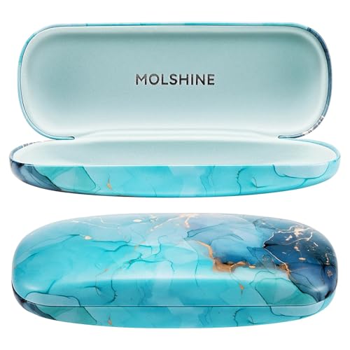 molshine Hard Shell PU Leather Glasses Case, Travel Portable