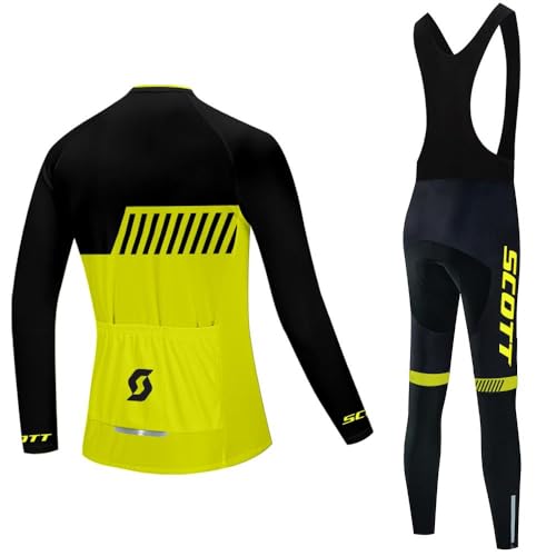 Conjunto de camisa feminina de ciclismo de manga comprida para ciclismo e calça de ciclismo com ench