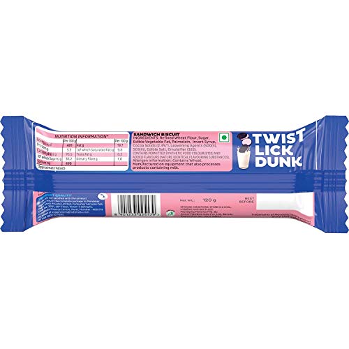 Image of Oreo Cadbury Chocolate Strawberry Creme Biscuit,120 Gm - Refined Wheat Flour,Sugar,Palmolein,Starch, Leavening Agents (500(Ii) ,503(Ii),Edible Salt,Emulsifier (322)