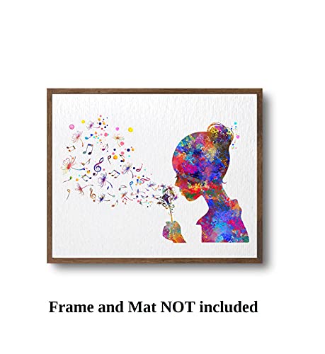 Dignovel Studios 13X19 Unframed Girl Blowing Dandelion Of Music Notes Music Lover Studio Imagination Watercolor Art Print Poster Wall Art Nursery Kids Office Home Decor Dn612 #TOP2