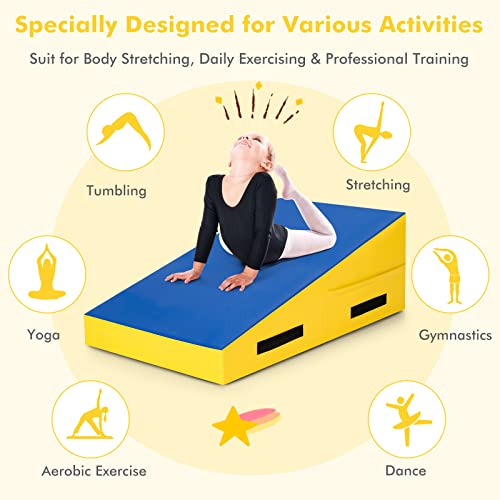 Goplus Gymnastics Mat, Incline Wedge Ramp W/Carrying Handles For Tumbling Aerobic Exercise Home And Gym #TOP3
