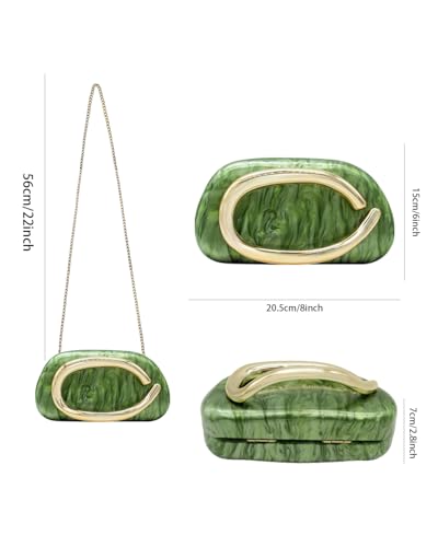 Image of Evening Clutch Purse for Women, PU Leather Wedding Guest Clutch Metal Chain Shoulder Bag, Crossbody Purse