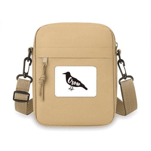 Sac à bandoulière pour téléphone portable Crow noir et blanc avec sangle réglable