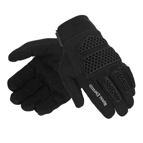 Image of Royal Enfield Street Ace Riding Gloves | Air Mesh- Optimum Ventilation | Microsuede Patch for Grip | Poly Stretch Fabric | Protection- TPR Knuckle Protectors | Black M