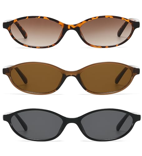 NULOOQ Retro Oval Cat Eye Sunglasses for Women Y2k Trendy Small Narrow Sunnies 90s Designer Sun Glasses
