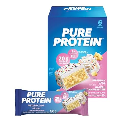 Pure Protein Gluten Free Snack Bars, Birthday Cake Flavor, 10.56 Ounce, 1.8 Ounce Bars, 6 Count Cover