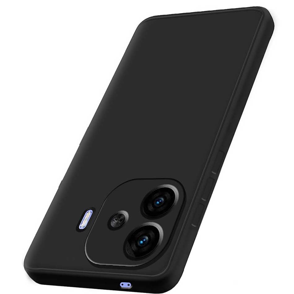 Image of Fashionury Liquid Silicon Back Cover for iQOO Neo 10R 5G | Camera Protection | Inner Velvet Fabric | Anti-Fingerprint | Ultra Slim Case (Black)