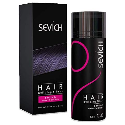 SEVICH Keratin Hair Building Fibers - 5 Seconds Conceals Loss Hair Rebuilding, Nature Concealer Fibers for Thinning Hair, 25g - Black Cover