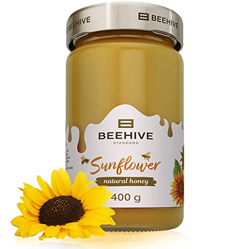 Pure Honey Raw Organic Sunflower Honey Unfiltered Honey 100 % Natural Honey Certified Organic Honey 14 oz Non - GMO Superfood Natural Products Monofloral & Wildflower Honey Honey by BEEHIVE