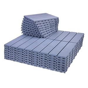 Spurtar 31.68 sq. ft Plastic Interlocking Deck Tiles 36 Pack (11.3″x11.3″) Patio Flooring Outdoor Waterproof for All Weather Use – Patio Flooring Decking for Porch Poolside Balcony Backyard Grey