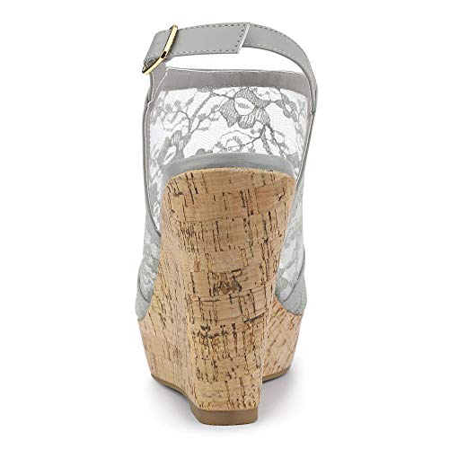 Allegra K Women's Open Toe Platform Heel Lace Wedges Sandals3