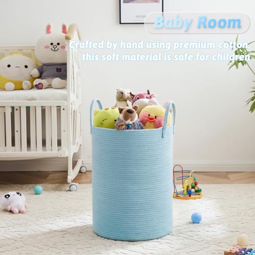 Image of Laundry Basket,Woven Cotton Rope Laundry Hamper,100L for Decor Storage of Dirty Clothes,Toys and Blankets in Bathroom,Baby Room and Living Room