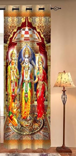 Image of Premium Shri Ram Darbar Parde for Mandir, Curtain for Pooja Room /Temple /Poojaghar, 4x7 feet Long Curtains Set of 1 Pc