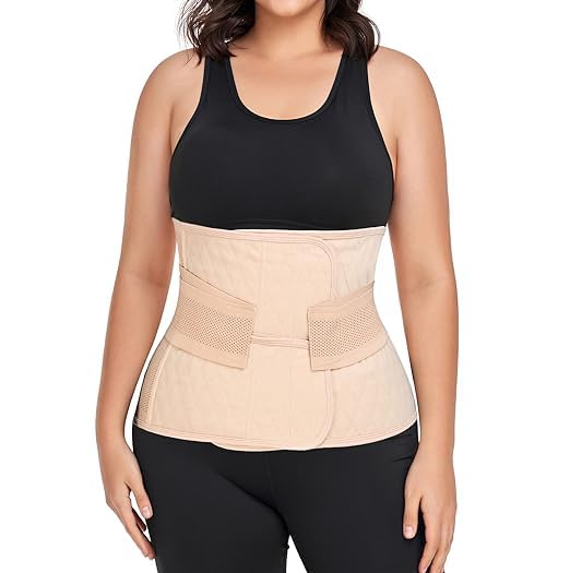 Moolida Post-Partum Abdominal Band Belly Band C Section Recovery Belt Back Support Shapewear Compression Wrap, Nude, XXL