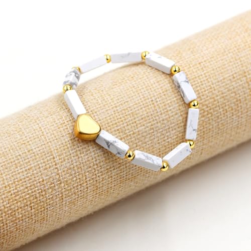 Image of Cuboid Love Elastic Bracelet, Crystal Energy Stone Anxiety Relief Yoga Jewelry for Women Male (Heart-shaped Charm Can Be Customized Name)