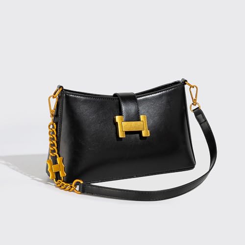 Image of Soft Leather Hobo Handbags for Women Small Underarm Shoulder Bag Ladies Crossbody Purse Small Cresent Bags (Black)