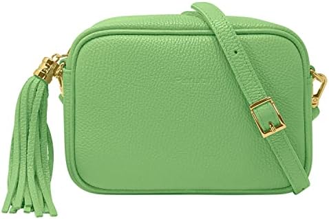 Parubi, Borsa Donna a Tracolla, In Vera Pelle Grana Dollaro, Made in Italy, Modello Anastasia, Borsetta Piccola con Frange Pochette a Tracolla Clutch Da Donna Ragazza Elegante