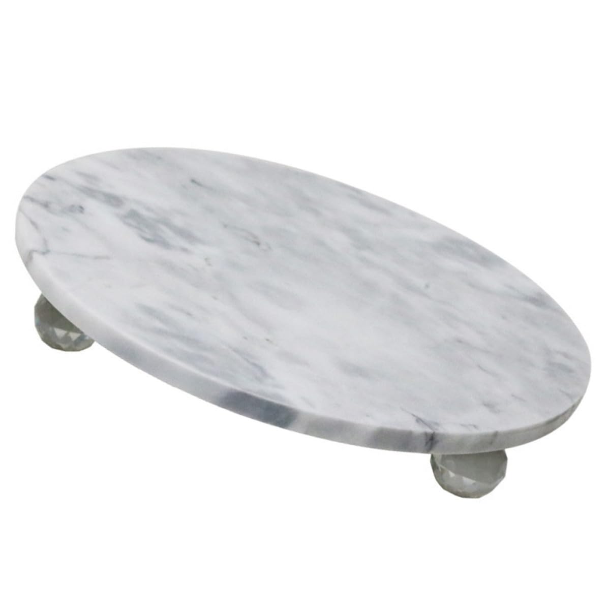 Bandeja Decoración Elegante de Mármol Natural Redonda Multifuncional para Frutas y Joyas para Escritorio y Uso Familiar en Interiores y Exteriores