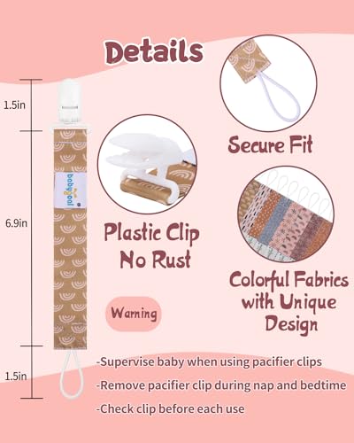 Image of babygoal Baby Pacifier Clips 8 Pack, Pacifier Holder Clips Fits for Most Pacifier and Binkies-Neutral Color 8PB25