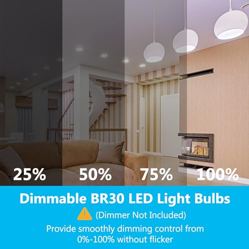 Image of DAYBETTER BR30 LED Light Bulbs Indoor Flood Light, 6Pack 5000K Daylight White LED Bulb 65W Equivalent, Dimmable, E26 Base, 800LM, Recessed Can Bulb for Living Room Bedroom Dining Room Bathroom