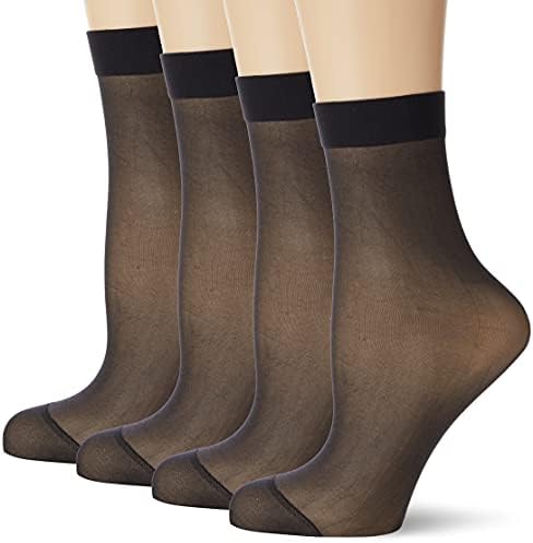 Amazon Brand - HIKARO - PACK 5 PAIRS Pop Socks, Sheer Socks, Ankle Socks, 20 den, Black, Skin, One Size