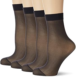 Amazon Brand - HIKARO - PACK 5 PAIRS Pop Socks, Sheer Socks, Ankle Socks, 20 den, Black, Skin, One Size