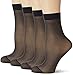 Amazon Brand - HIKARO - PACK 5 Pares de Mini Medias, Tobilleras de Verano, Medias de Mujer, Calcetines de Mujer Transparentes, 20 DEN, Negro, Natural (Negro)