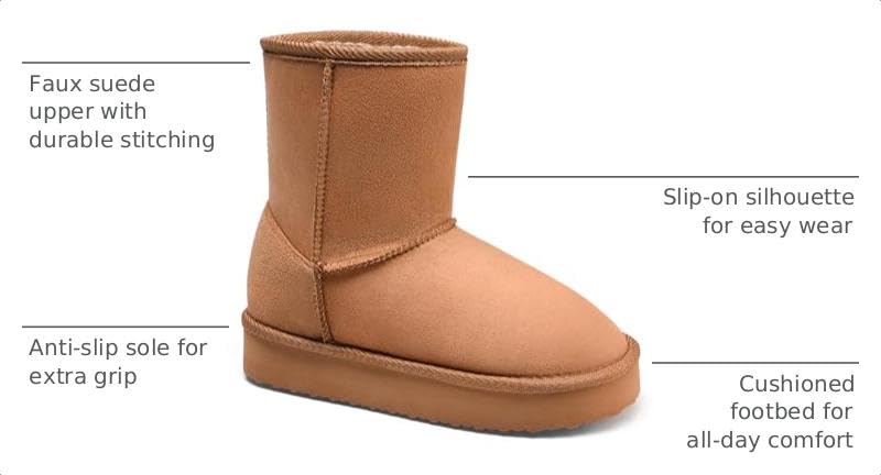 Image of FabKids Girls' Warm Fleece Lined Platform Snow Boots Non-Slip Ankle Winter Boots