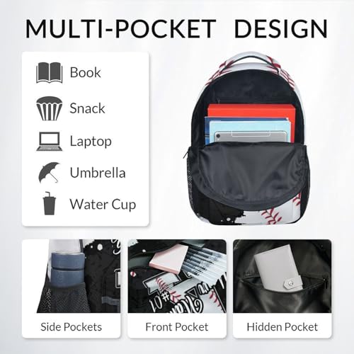 COZYAURA Boys Backpack Set - 3Pcs Baseball Backpacks for Kids - Personalized Initial Bookbag with Lunch Bag - Sports Theme School Bag for Elementary, Middle School3