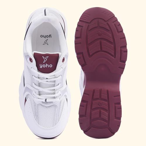 Image of YOHO Women's Chonks Sporty Comfortable Chunky Sneakers | Lightweight & Breathable | Everyday Shoes for Woman /Girls