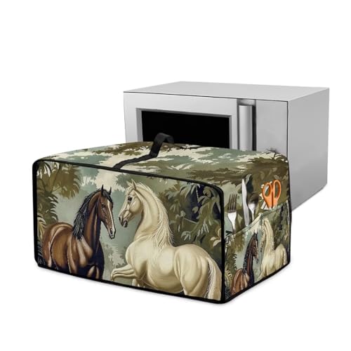 Wanyint Funda para horno tostador, tamaño M, 52 cm de ancho, tela decorativa para mini hornos, accesorios de cocina para el hogar, estilo caballo vintage