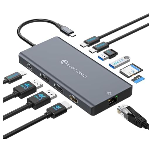 USB C Laptop Docking Station 3 Monitors with Dual DisplayPort 4K@120Hz and HDMI 4K@60Hz, 12 in 1 Thunderbolt Hub with USB A 3.0, USB C 3.2, Ethernet, SD, TF, PD 100W