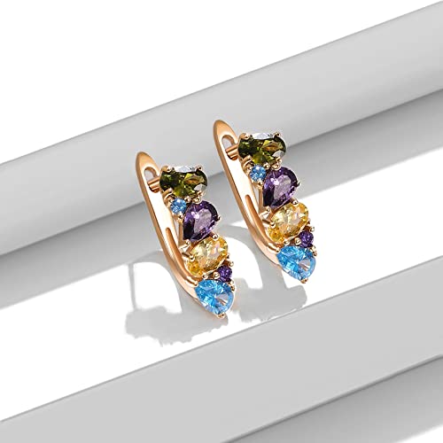 Pendientes de aro multicolor con circonitas para mujer estilo elegante 4
