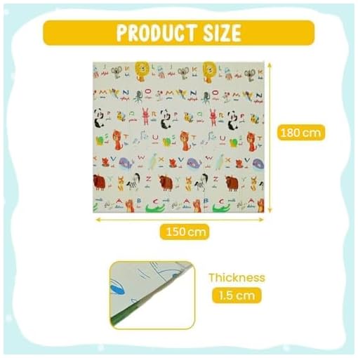 KESI ORNAMENTS Baby Mats for Floor/Play Mat for Babies, Infants & Toddlers with Double Sided Water Proof/Baby Play Mat for Kids Reversible & Foldable Design Space & Alphabet Tmeme Crawling Mat