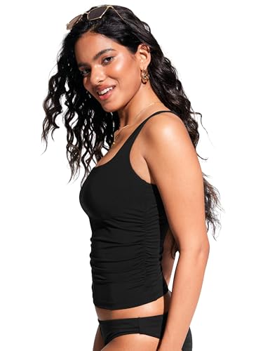 CRZ YOGA Tankini Tops for Women Square Neck Swimsuit Ruched Tummy Control Bathing Suits Adjustable Swim Tank Only No Bottom4