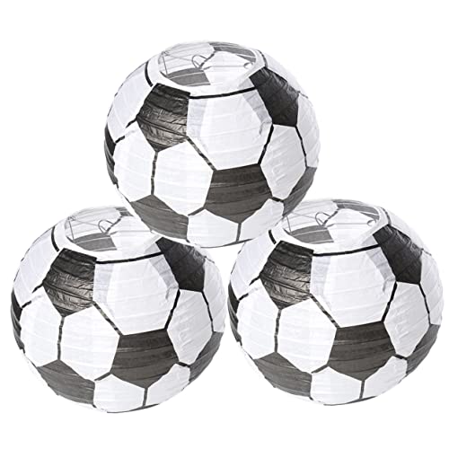 VILLCASE 3pcs Soccer Paper Lanterns Hanging Football Decorations for Parties Table Centerpieces Boys and Girls Crafts and Sports Themed Events