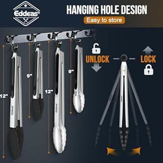 4 Pack Tongs For Cooking, Heat Resistant 600 Degrees 9",12" Stainless Steel Locking Metal Tong & 9",12" Kitchen Tongs with Silicone Tips, Non-Slip Food Silicone Tong, Heavy Duty, Non-Stick