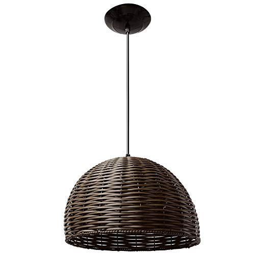 Pendente Junco Meia Esfera Tabaco Luminária 35Cm Lustre Sala