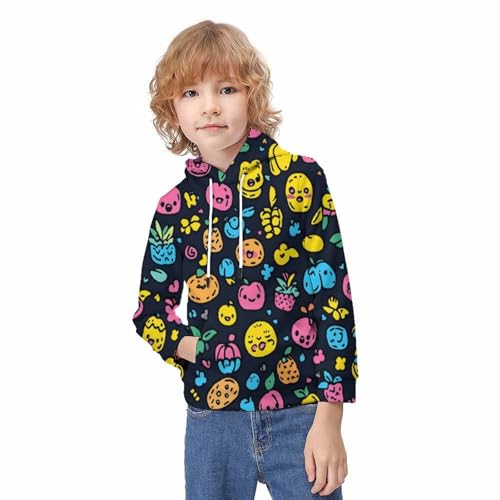 Sweat garçon imprimé 3D pull fruits confortable enfant 9-11 ans