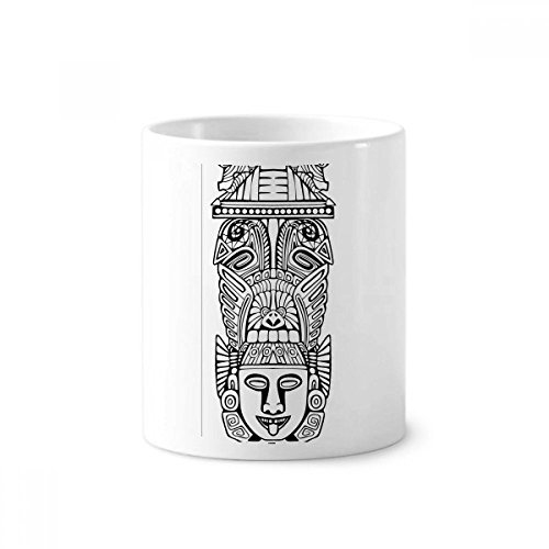 Céramique Visage Brosse à dents et pot à crayons blanc motif totem indien 350ml