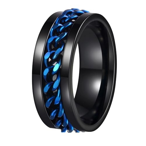 Mens Fidget Rings Anxiety Spinner Rings for Men Classic Chain Rings for Women Adults Titanium Steel Ring