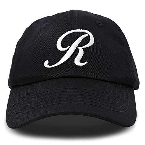 DALIX Initial Hat Letter R Black Womens Baseball Cap Monogram Cursive Embroider