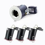 4XSweier 90 Minutes Fire Rated GU10 LED Recessed Spotlight,White Ceiling Light，Complete with GU10 lampholder Junction Boxm, IP20 Downlight.(Not Including Bulb)