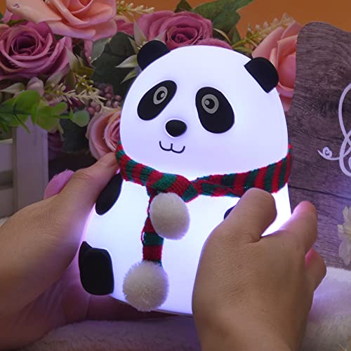 Cute Panda Night Light, Cute Night Light For Kids,Silicone Panda Lamp With Warm White&Colorful Light, Usb Rechargeable Nursery Lamp, Eye Caring Night Light For Kids Bedroom Gift #TOP6