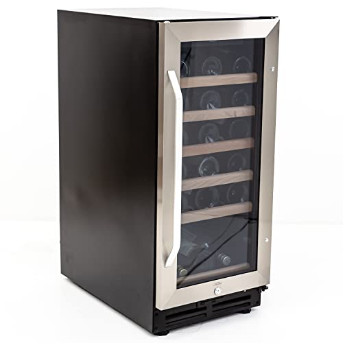 Avanti Wine Cooler Beverage Refrigerator, 30-Bottle Capacity with Wooden Roll-Out Vinyl Coated Shelves and Double-Paned Glass Door, LED Display, 15-Inch, Stainless Steel on Fridge.com